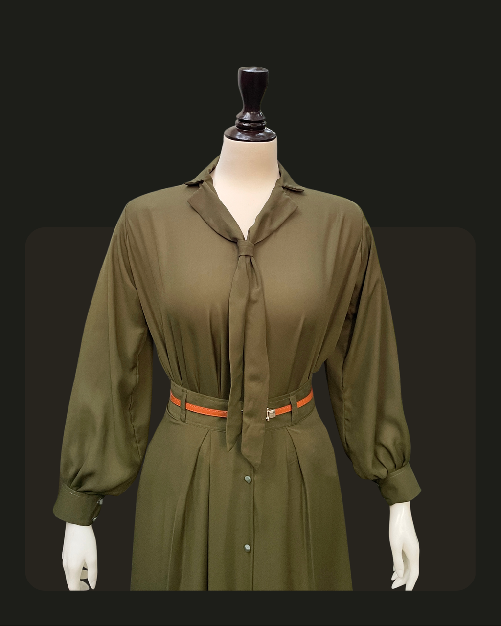 Formal Skirt Set -[3Pc]- Olive Green