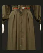 Formal Skirt Set -[3Pc]- Olive Green