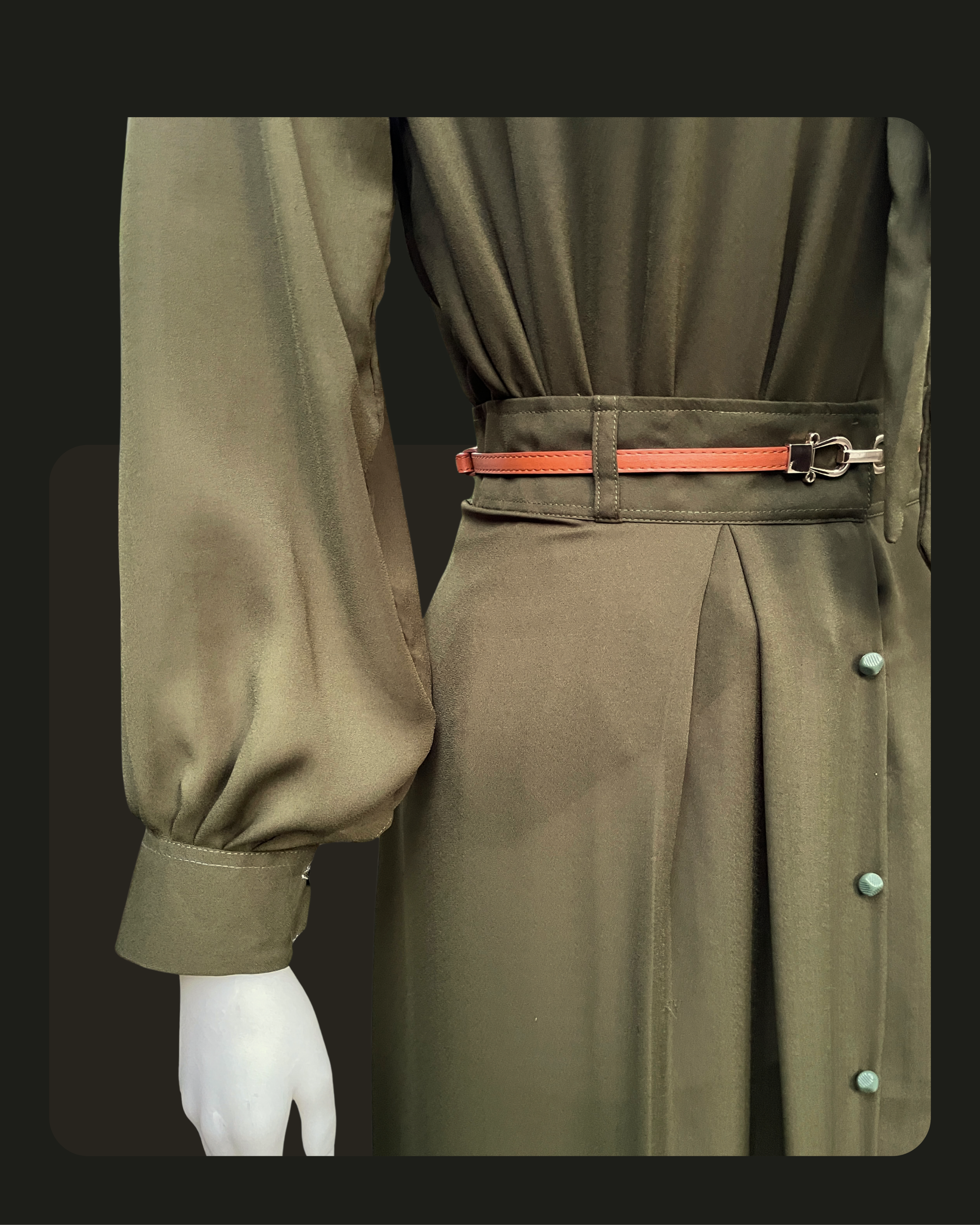 Formal Skirt Set -[3Pc]- Olive Green