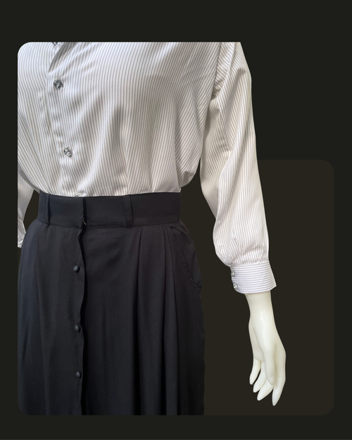 Formal Skirt Set -[2pc]- Classic Black X Striped Linen