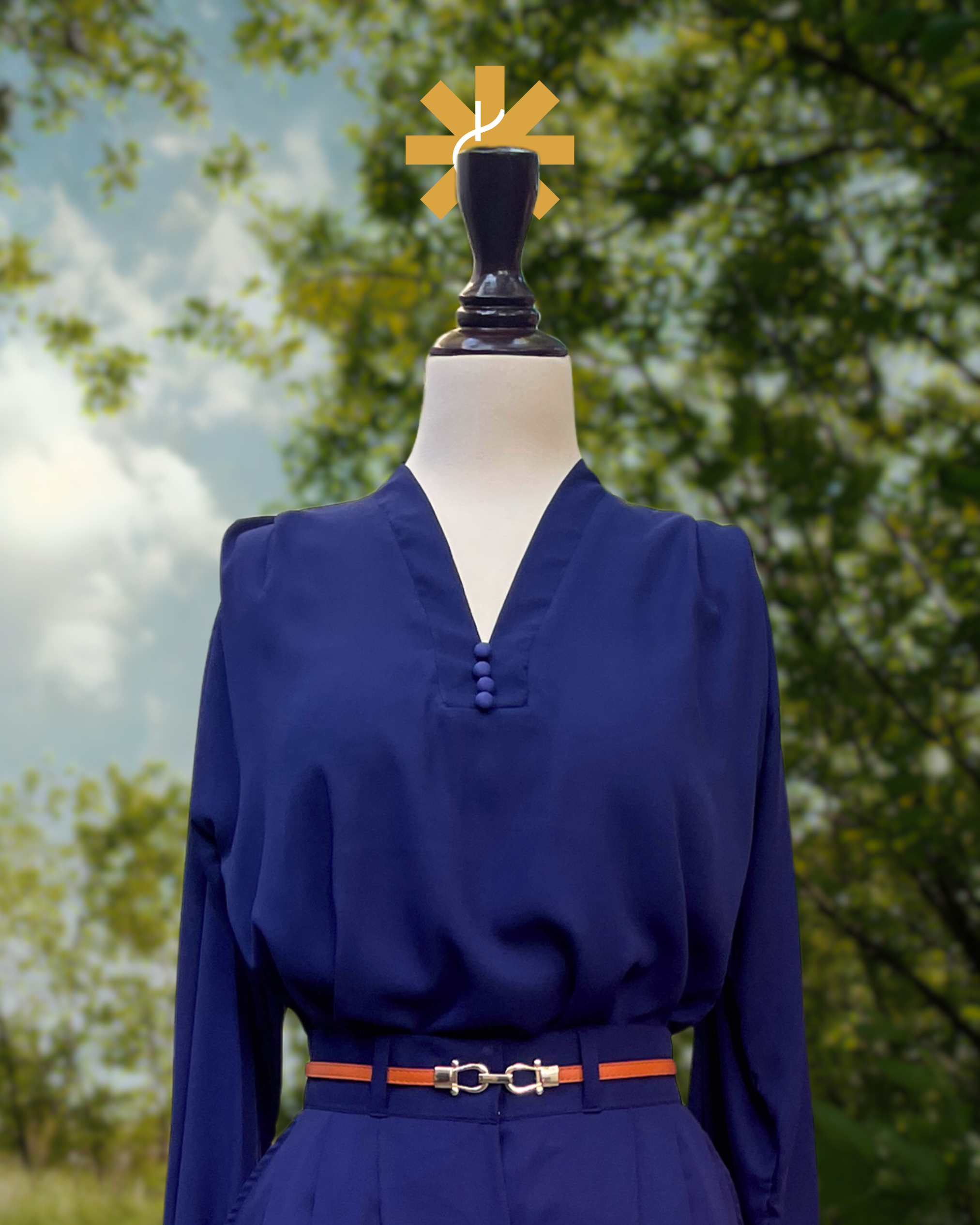 Formal Skirt Set -[3pc]- Navy Blue