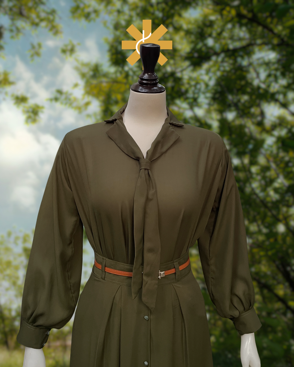 Formal Skirt Set -[3pc]- Olive Green