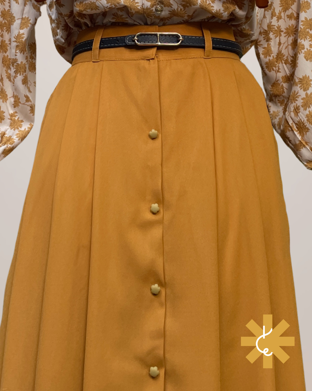 Front Cut Formal Skirt - Honey Mustard