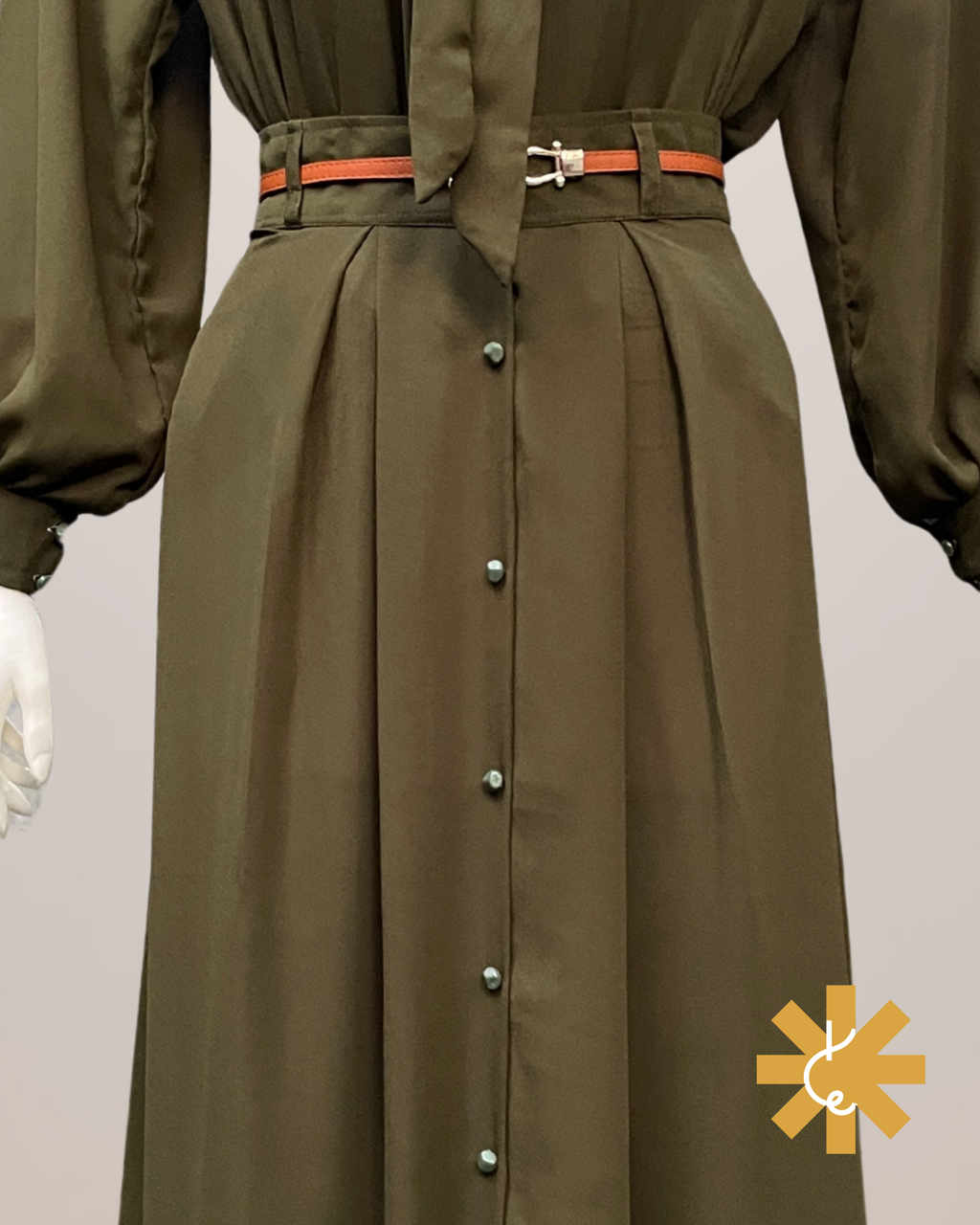 Formal Skirt Set -[3pc]- Olive Green