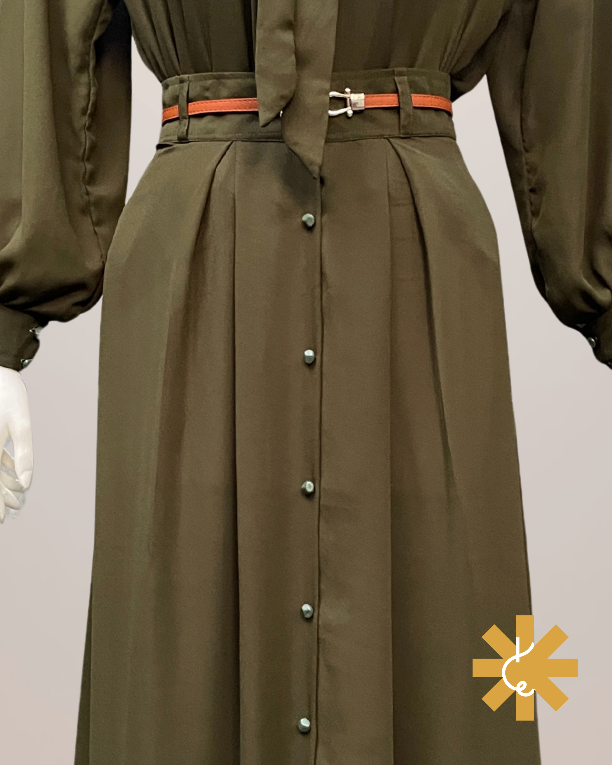 Formal Skirt Set -[3pc]- Olive Green