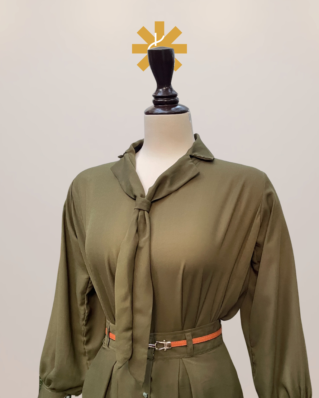 Formal Skirt Set -[3pc]- Olive Green