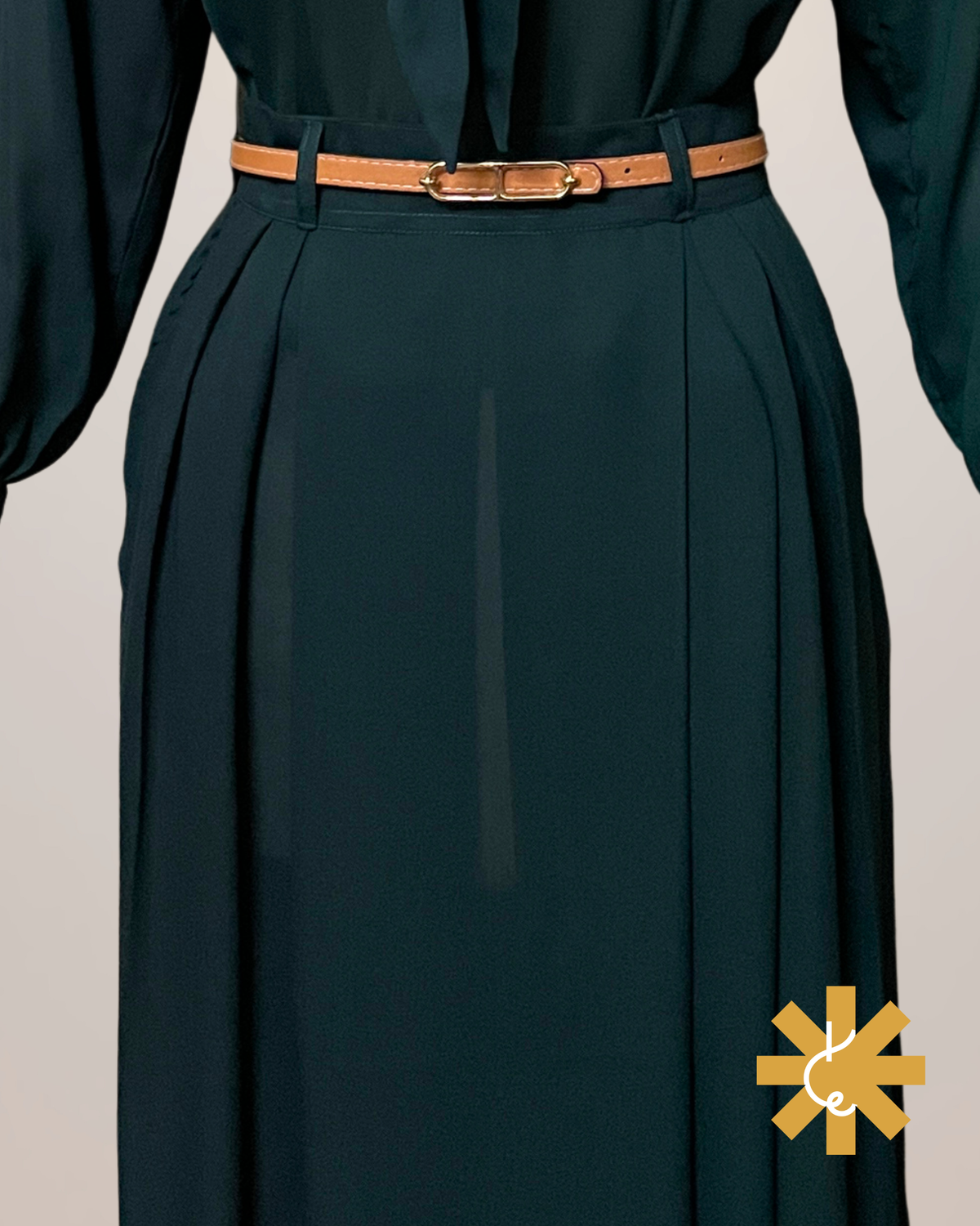 Pleated Formal Skirt - Sage Green