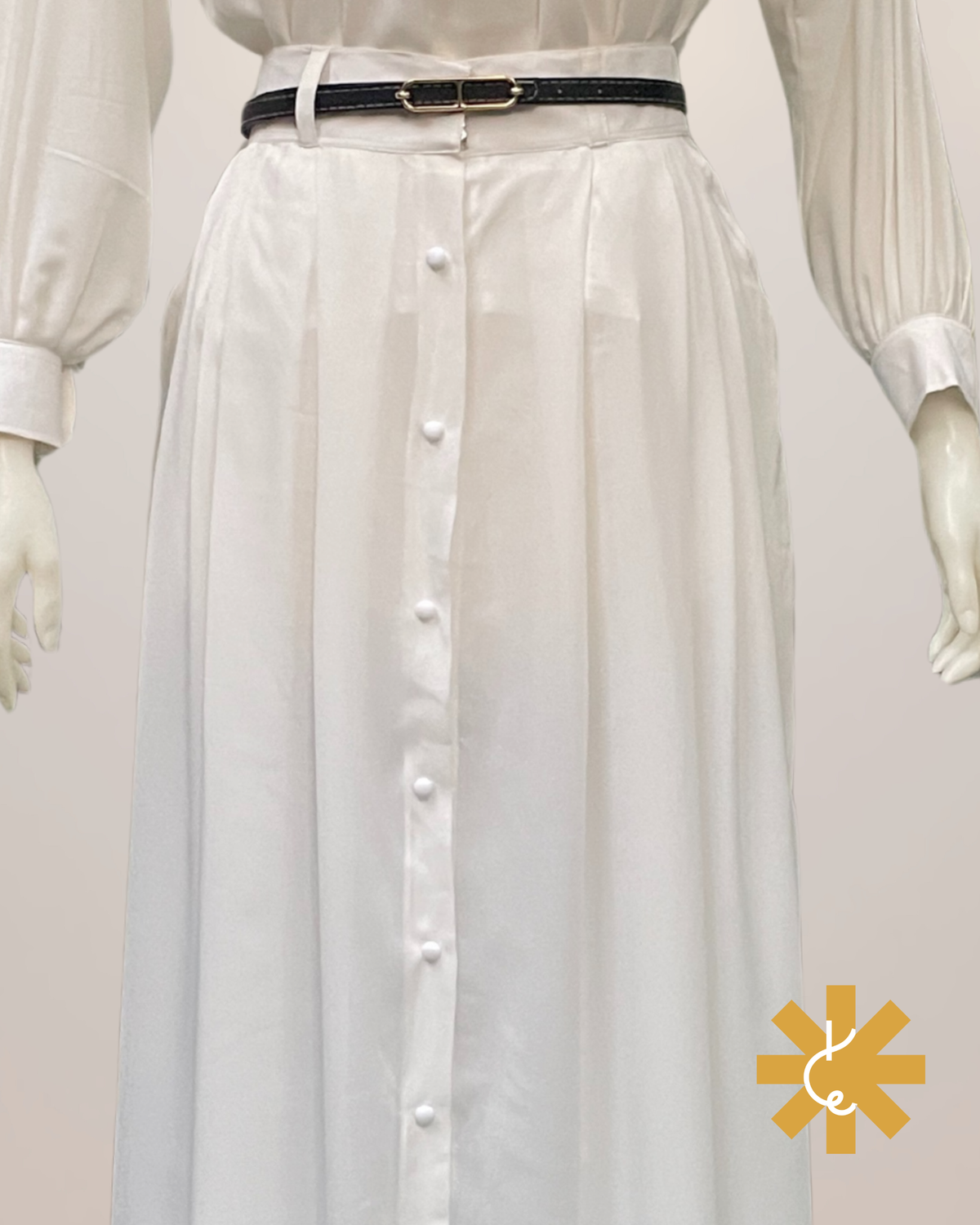 Front Cut Formal Skirt - Cloud White